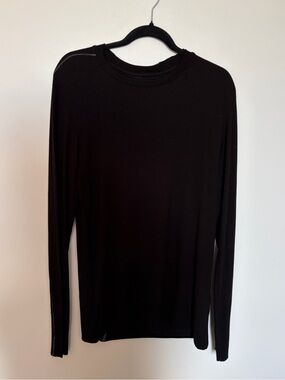 THOM/KROM Black Crewneck Long-Sleeve with white stitching Sweater - Small